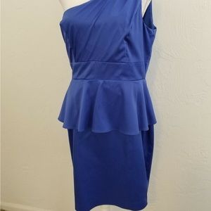 One Shoulder Satin Peplum Dress